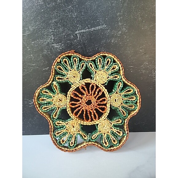 Vintage Woven Floral Trivet - Picture 2 of 10